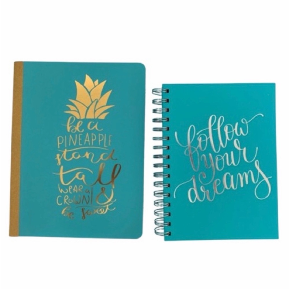PEN+GEAR Journal Set 2 Turquoise Notebooks Dot Grid Spiral Wide Ruled Pineapple - Picture 4 of 14